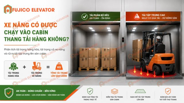 Xe Nâng Có Được Chạy Vào Cabin Thang Tải Hàng Không? Phân Tích Kỹ Thuật