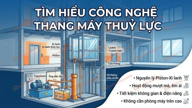 Công Nghệ Thang Máy Thủy Lực Là Gì? So Sánh Với Thang Cáp Kéo