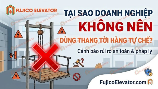Tại sao doanh nghiệp KHÔNG NÊN dùng thang tời hàng tự chế ?