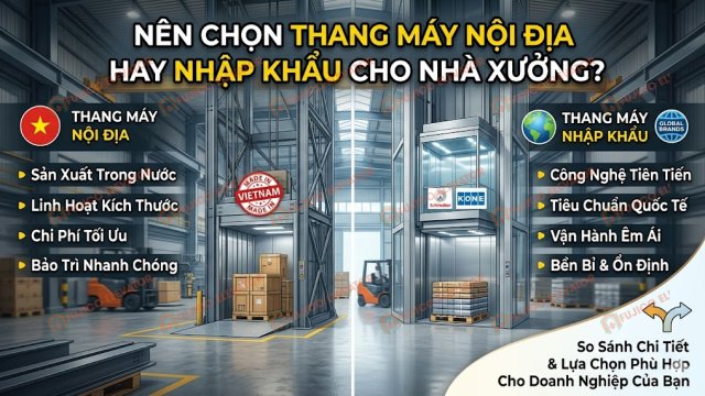Nên Chọn Thang Máy Nội Địa Hay Nhập Khẩu Cho Nhà Xưởng? Phân Tích Chuyên Sâu Từ Kỹ Sư Fujico Elevator